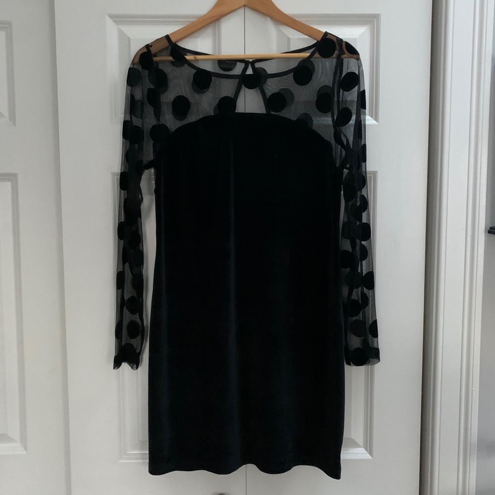 BCBGeneration Black Velvet Open Back Sheath Dress